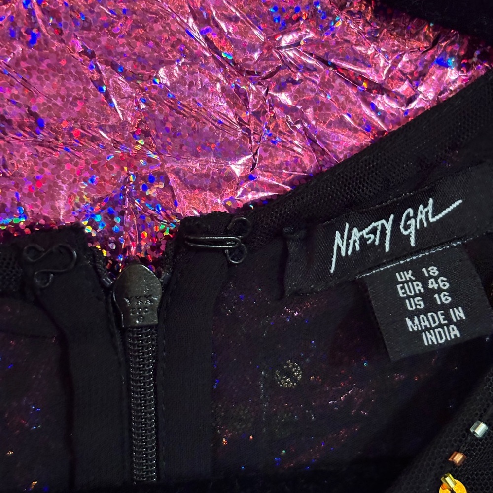 NastyGal Tassel Beaded Mini Shift Dress In Black - Picture 13 of 16
